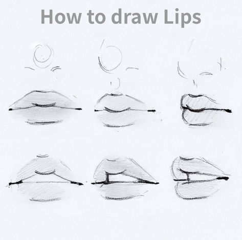 Lip Guidelines Drawing, How To Mouth Drawing, Parted Lips Drawing, How To Draw Nose And Lips, Eyes Nose Lips Sketch, Lips Drawing Tutorial Step By Step Easy, Lip Practice Drawing, How To Draw Lips 3/4 View, How To Draw Side Lips