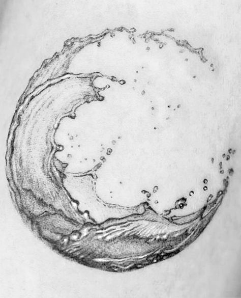 Moon Reflection On Water Tattoo, Moon With Waves Tattoo, Be Like Water Tattoo, Flowing Water Tattoo, Water Moon Tattoo, Moon Wave Tattoo, Moon And Sea Tattoo, Moon And Ocean Tattoo, Atlas Tattoo