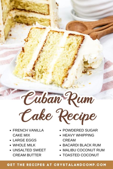 Cuban Rum Cake Recipe Coconut Rum Cake Recipe, Cuban Rum Cake, Jamaican Cake Recipe, Cuban Cake Recipe, Rum Cake From Box Cake, Rum Chata Cake, Cuban Deserts, Easy Dominican Cake Recipe, Italian Rum Cake Recipe