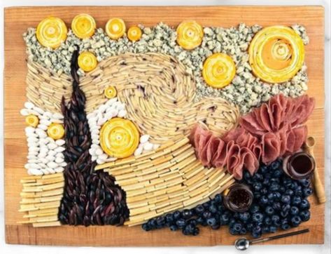 Starry Night Charcuterie, Starry Night Charcuterie Board, Eclipse Charcuterie Board, Solar Eclipse Charcuterie Board, Cheese Tray, Delicacy Food, Juice Recipe, Picnic Food, More Recipes