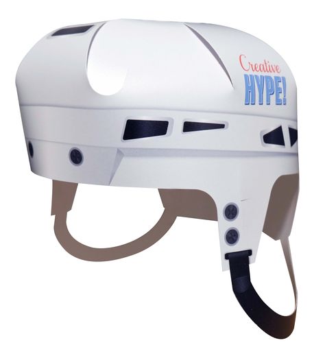 Paper Hockey Helmet - Creative Hype, Paper Hat, NHL Paper Helmet, Hockey Hats, Hockey Helmet, Helmet Light, Helmet Hat, Paper Hat, Halloween School, School Project, Indy Cars