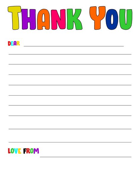 Thank You Letter Writing Paper Template for Kids Letter Template For Kids, Puzzles Printable, Parent Survey, Printable Thank You Notes, Thank You Letter Template, Thank You Writing, Thank You Note Template, Letter Writing Template, Writing Paper Template