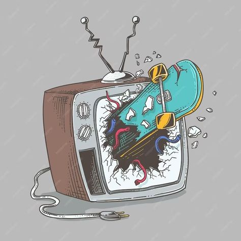 Premium Vector | Retro tv with broken screen hand drawn vector illustration in sketch style Tv Illustration Art, Retro Tv Drawing, Tv Sketch, Graffiti Images, Human Sketch, Hand Doodles, Pen Illustration, Broken Screen, Hand Drawn Vector Illustrations