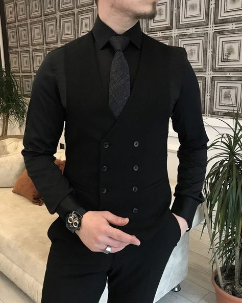 Peak Lapel Suit, All Black Suit, Black Outfit Men, Black Suit Men, Classy Suits, Classy Outfits Men, Suit For Men, Dress Suits For Men, Designer Suits For Men