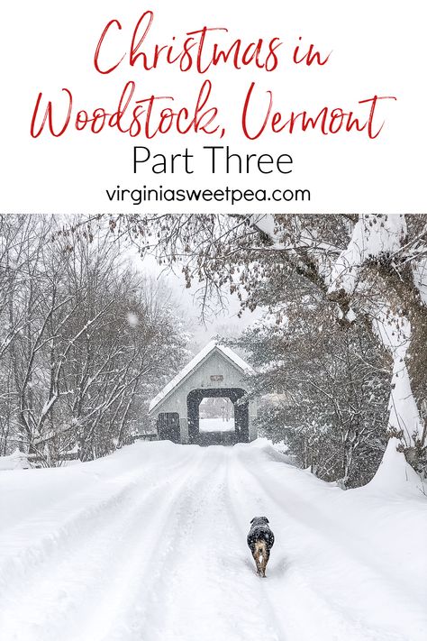 Our Christmas in Vermont trip ended with a 2-foot snowfall to enjoy. Woodstock, VT is always quaint but especially so in the snow. via @spaula Vermont Trip, Vermont Christmas, Vermont Winter, Woodstock Vt, Vermont Vacation, Woodstock Vermont, All Inclusive Trips, Christmas Travel, Covered Bridges