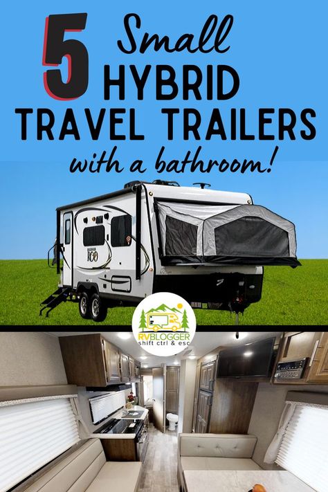 We tour and review 5 small hybrid travel trailers with a bathroom. A hybrid camper is the combination of a tent and a travel trailer. Check out this YouTube video of Rockwood and Jayco hybrid campers with outdoor kitchens and even fireplace. #rvblogger #hybridcamper #hybridtraveltrailer #smallcamper #smalltraveltrailer #tentcamping #rvbathroom #rockwoodrv #jaycorv #rvvideo #rvreview #rvtour #rvfloorplan Small Travel Trailer Remodel, Hybrid Travel Trailers, Small Camper Interior, Small Travel Trailer, Hybrid Camper, Rv Videos, Rv Floor Plans, Small Camper, Small Travel Trailers