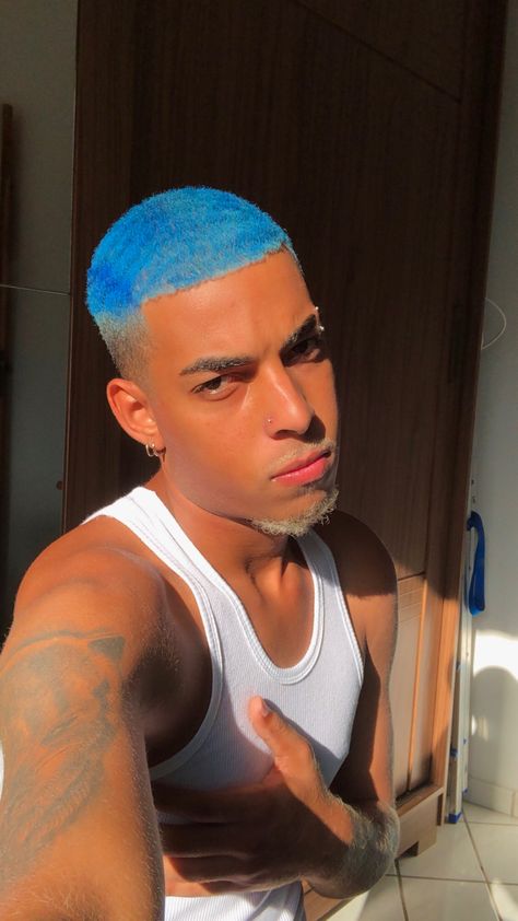 Waves Aesthetic, Boys Colored Hair, Caesar Haircut, Dyed Hair Men, Men Hair Color, Black Men Hairstyles, Men Hair, Colored Hair, Kool Aid