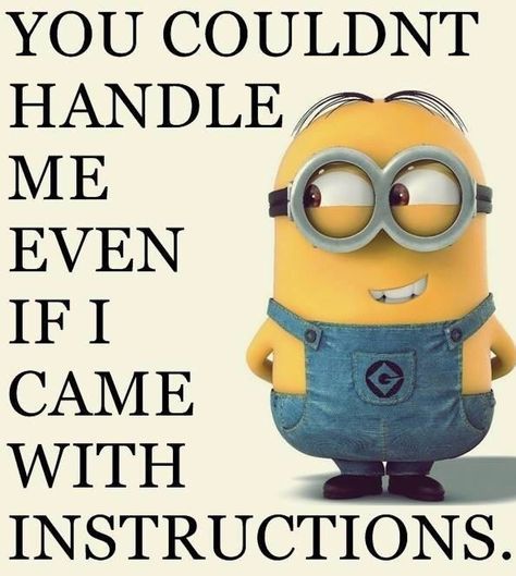 You couldn't handle me even if I came with instructions Minions Pics, Minion Humor, Minion Meme, Funny Minion Pictures, Funny Minion Memes, Minion Pictures, Minion Jokes, Minions Love, A Minion