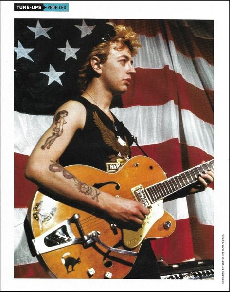 Stray Cats Brian Setzer Lucky Lady Gretsch Nashville guitar 8 x 11 pin-up photo Rockabilly Boys, Stray Cat Strut, Gretsch Guitar, Brian Setzer, Cat Magazine, Guitar Magazine, Slim Jim, Instruments Music, Slim Jims