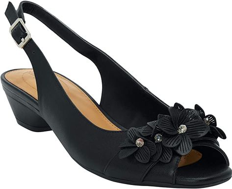 Amazon.com | Comfortview Women's Wide Width The Rider Slingback | Pumps Peep Toe Shoes, Slingback Shoes, Slingback Heel, Sling Back, Slingback Sandal, Dress Sandals, The Stage, Pump Shoes, Designer Shoes