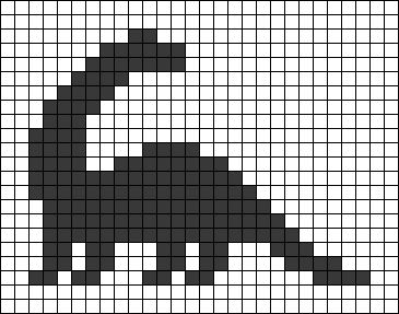 Pixel Art Pattern Dinosaur, Simple Crochet Tapestry Pattern, Pixel Dino, Dinosaur Knitting Pattern, Dino Pixel Art, Dinosaur Crochet Grid, Dinosaur Tapestry Crochet, Dinosaur Grid Pattern, Dino Knitting Pattern