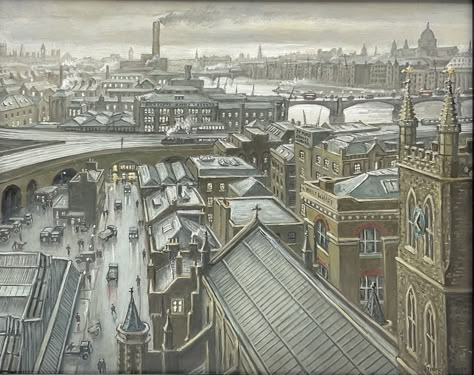 Steven Scholes | The Borough Market Southwark London (1962) | MutualArt Steven Scholes, Steven Noble Illustrations, Steampunk London Art, Victorian London Concept Art, Victoria Street Edinburgh Scotland, Memory Artwork, London Illustration, Borough Market, Victorian London Map