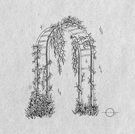 Arch Garden, Garden Archway, Garden Tattoos, Hand Poked Tattoo, Female Tattoo Artists, Characters Inspiration Drawing, Beautiful Tattoo, Tutorials Drawing, Architecture Tattoo