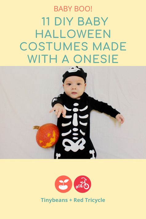 Easy DIYs! 11 Baby Halloween Costumes Made with a Onesie - Tinybeans Do It Yourself Costumes, Halloween Costume Onesie, Diy Baby Halloween Costumes, Onesie Diy, Baby Halloween Onesie, Diy Baby Costumes, Great Costume Ideas, Trick Or Treat Costume, Onesies Baby