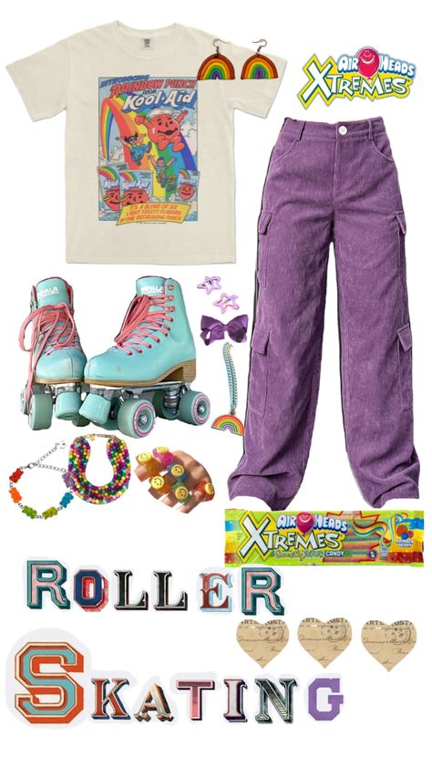 rollerskating fit // #outfitinspo #vintage #80s #90s #rollerskating #rollerskates #outfit Rollerskating Outfits Aesthetic, Roller Skate Outfits For Women, Roller Blading Outfit, 90s Roller Skating Outfit, Roller Skating Aesthetic Outfits, What To Wear Roller Skating, Rollerskate Outfit, Rollerskating Aesthetic Outfit, Roller Skating Outfits Aesthetic