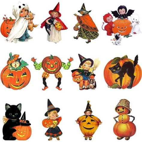 Value Pack - There Are 12pcs Vintage Halloween Cutouts With 40 Pieces Of Adhesive Glue Points. All The Vintage Halloween Cutouts Are Double-Side Printed, And Each Paper-Cut Is Printed With A Different Pattern. Material - Our Vintage Halloween Cutouts Are Made Of Art Paper Material, Covered With A Matte Film On One Side, Waterproof And Has A Smooth Texture That Gives You A Good Touch. Unique Design - Our Paper-Cut Adopts A Variety Of Retro Halloween Elements Design, Such As Pumpkin, Witch, Black Vintage Halloween Cutouts, Halloween Cutouts, Vintage Halloween Printables, Halloween Cut Outs, Dekorasi Halloween, Halloween Decor Diy, Vintage Halloween Images, Vintage Clip Art, Free Lunch