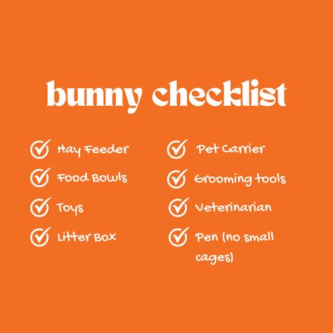 Supplies to have before adopting a bunny. #paisleysplace #bunny #rabbit #hollandlop #animal #cuteanimals #pet #petcare #supplies #thingstoknow #checklist Bunny Needs List, Bunny Checklist, Rabbit Checklist, Bunny Essentials, Rabbit Things, Bunny Tips, Adopt A Bunny, Bunny Care Tips, Bunny Supplies