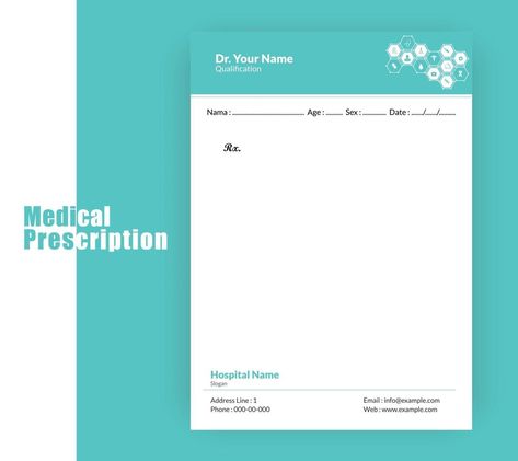 Medical prescription template Medical Prescription Design, Prescription Template, Dentist Design, Biodata Format Download, Prescription Pad, Biodata Format, Medical App, Visiting Card, Pad Design