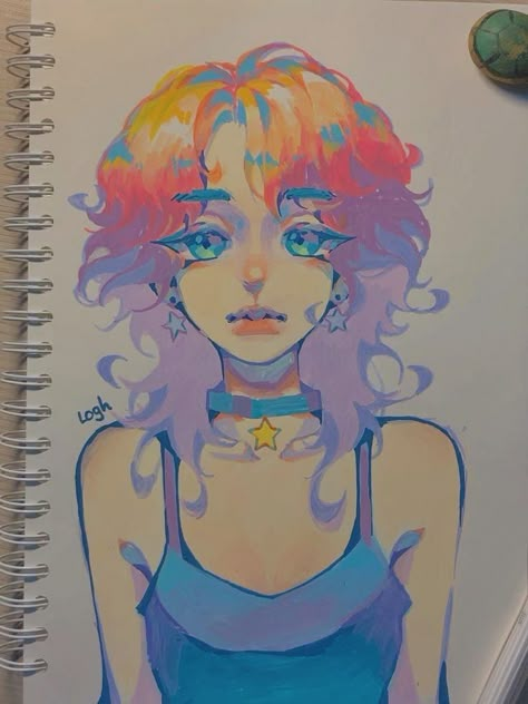 Gouache Painting Face, Gouache Art Anime, Posca Art, Art Tools Drawing, Pretty Drawings, Arte Sketchbook, Cute Art Styles, Sketchbook Ideas, Marker Art