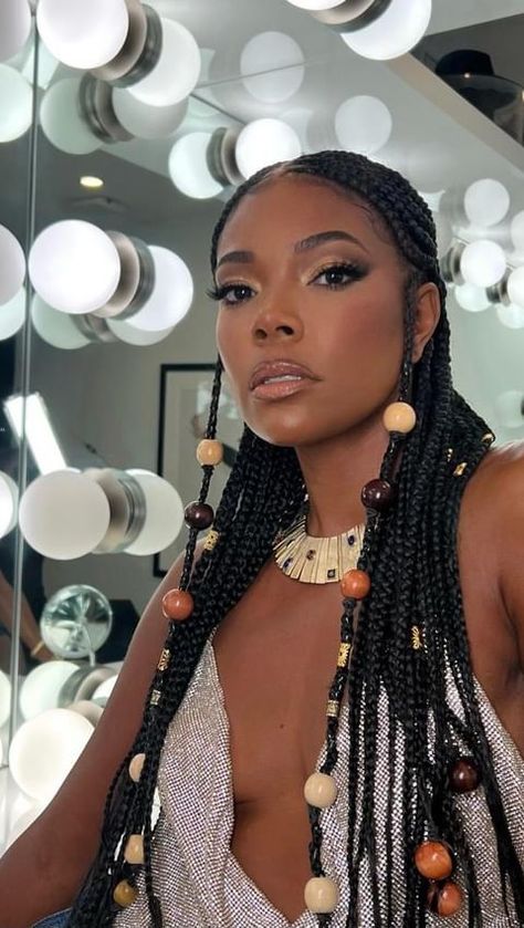 Beaded Hairstyles For Black Women, Gabrielle Union Braids, Black Hair Protective Styles, Braided Hairstyles For Black Women Cornrows, Diamond Hair, Braids Hairstyles Pictures, Protective Hairstyles Braids, Gabrielle Union, Braids With Beads