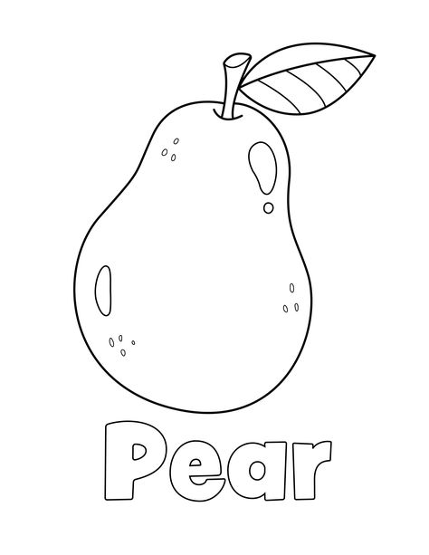 Pear Coloring Page from LittleBeeFamily.com Pear Craft Preschool, Pear Template Free Printable, Pear Coloring Page, Fruits Colouring Pages For Kids, Fruits Outline Pictures, Coloring Pages Activities, Chinese Worksheet, Green Activities, تزيين دفاتر