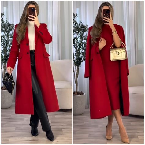 Red coat outfit