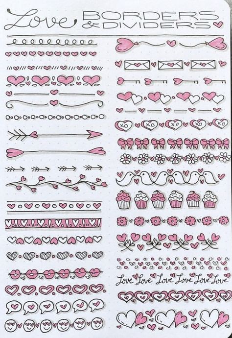 Divider Ideas For Notes, Margin Doodles Notebook, Boder Degin On Paper Cute, Notebook Divider Design, Border Designs For Projects Coquette, Coquette Border Design Ideas Notebook, Coquette Border Design Drawing, Coquette Border, Coquette Border Design