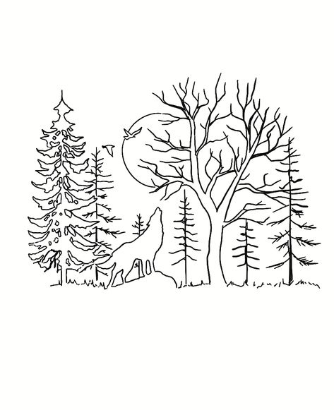 Forest Tattoo Stencil, Forest Tattoo Sleeve Design, Forest Tattoo Sleeve, Tattoo Machine Art, Tree Silhouette Tattoo, Easy Tattoos To Draw, Animal Stencil Art, Wood Tattoo, Arm Tattoos Drawing