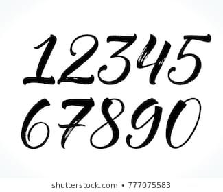 Calligraphy Numbers, Number Calligraphy, Numbers Typography, Calligraphy Doodles, Handwriting Alphabet, Modern Calligraphy Fonts, Tattoo Lettering Fonts, Hand Lettering Fonts, Hand Lettering Alphabet