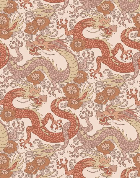 Oriental Dragon Wallpaper | Bobbi Beck | Bobbi Beck Dragon Wallpaper, Eastern Dragon, How To Order Starbucks, Sand Textures, Art Worksheets, Graphic Wallpaper, Centre Stage, The Wallpaper, Luxury Paper