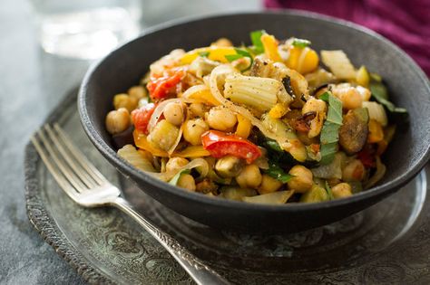 Vegetarian Entree, Noodle Dinner, Ratatouille Recipe, Mark Bittman, Spiced Chickpeas, Chickpea Stew, Vegetarian Entrees, Nyt Cooking, Plum Tomatoes