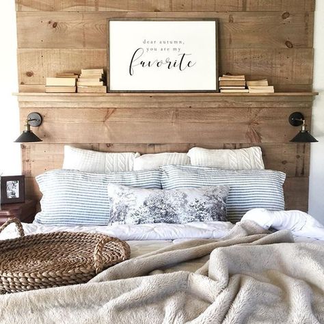 If you are new to DIY-ing then I've got the easiest project for you to try!  This simple, rustic headboard makes a huge impact without requiring a big budget.  That's why I've made it the very first in a series I'm calling "$100 DIY Projects".  I love how it makes our room feel more finished and more our style.  I started with just the boards and after living with that for a little while realized I wanted some more depth and more flexibility for seasonal styling.  The shelf gave me all kinds of Simple Diy Headboard, Shiplap Headboard, Barnwood Headboard, Wall Behind Bed, House Finishes, Farmhouse Headboard, Headboard Ideas, Rustic Headboard, Bedroom Updates