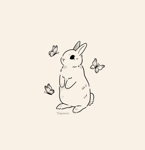 Bunny tattoo design art Black And White Bunny Drawing, Bunny And Butterfly Tattoo, Bunny With Flowers Tattoo, Bunny Art Aesthetic, Minimalist Bunny Tattoo, Little Bunny Tattoo, Cute Bunny Tattoo, Bunny Rabbit Tattoo, Bunny Tattoo Design