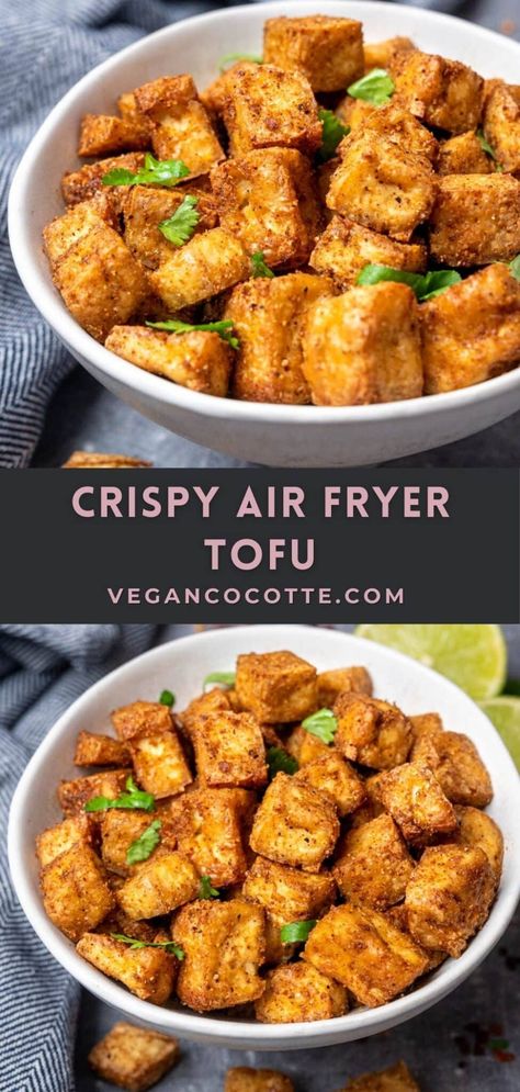 Air Fryer Tofu, Tofu Recipes Healthy, Airfryer Recept, Pudding Chia, Tofu Recipes Vegan, Air Fryer Dinner Recipes, Air Fryer Recipes Easy, Air Fryer Recipes Healthy, Tofu Recipes