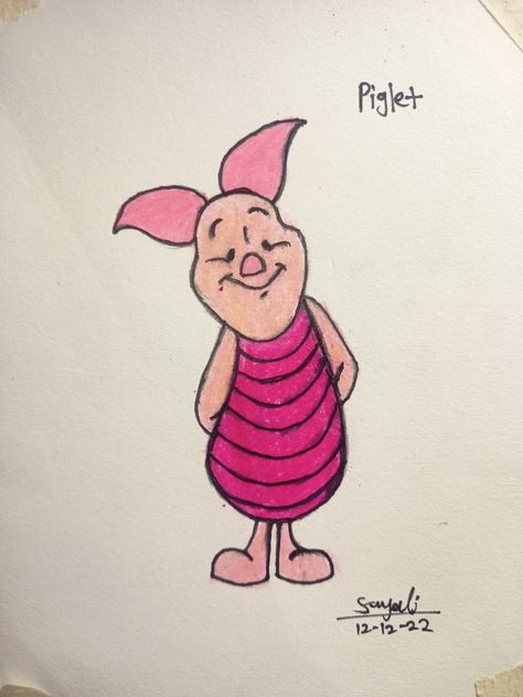 Piglet Sketch, Piglet Drawing, Winnie The Pooh Drawing, Pooh Pictures, Marvel Art Drawings, Winnie The Pooh Pictures, Drawing Prompt, Easy Drawing, Marvel Art