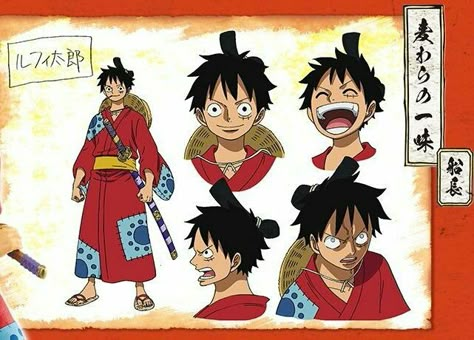 Luffy in wano 'design by Ms, Midori Matsuda' One Piece New World, Pieces Facts, One Piece Wano, One Piece Crossover, Wano Country, One Piece Characters, Kimono Cosplay, Brooks One Piece, One Piece Tattoos