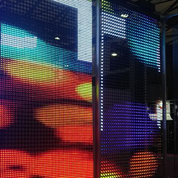 led pixel dot mesh,wall mounting or ceiling hanging,working with integrated PSU and receiving card Led Mesh Screen, Wall Of Tv Screens, Gaming Booth, Curtain Display, Dj Background, Interactive Screen, Stage Backdrops, Mesh Curtain, Perforated Plate