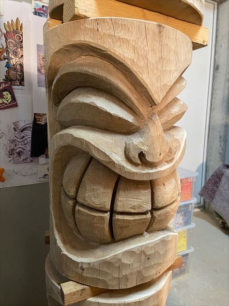 Ornamental Wood Carving, Chainsaw Wood Carving, Tiki Faces, Tiki Man, Tiki Head, Tiki Statues, Tiki Totem, Tiki Art, Tiki Mask