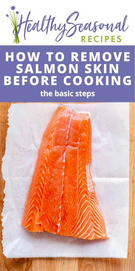 Salmon fillet on a cutting board. Salmon With Skin Recipes Baked, Salmon Skin On Recipes, Salmon Recipes With Skin On, Fresh Salmon, How To Cook Fresh Salmon, Salmon Recipes Skin On, Skin On Salmon Recipes, Baked Salmon With Skin On, How To Cook Salmon