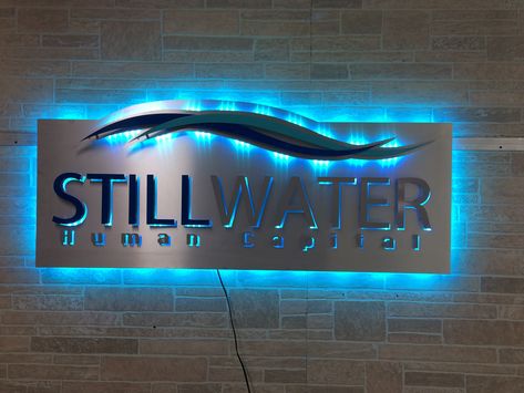 Metal Logo Sign, Ruangan Studio, 3d Signage, Illuminated Signage, Led Sign Board, Signage Board, Front Wall Design, Signage Signs, Shop Signage