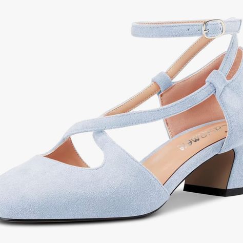 These Are Never Warn Shoes That Would Be Fantastic For A Wedding Or Another Formal Event! They Have 2in Chunky Heels With A Non-Slip Rubber Sole. They Are A Light Blue With A Gray-Ish Hint Depending On The Lighting. The Straps Criss Cross For An Adorable Style And With Ankle Support. Light Blue Wedding Shoes, Blush Heels, Black High Heel Pumps, Adorable Style, Light Blue Wedding, Blue Wedding Shoes, Ballroom Dance Shoes, Grey Heels, Ankle Strap Block Heel