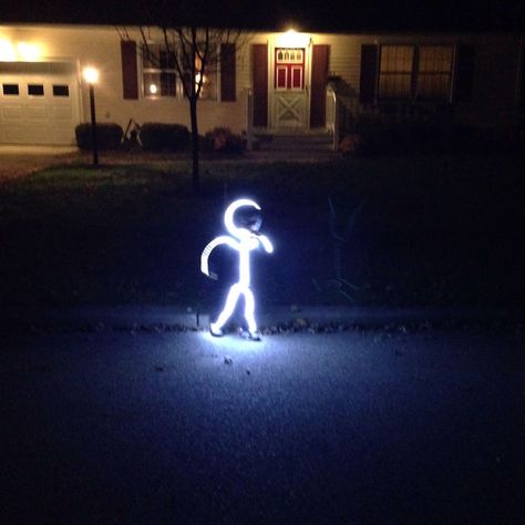 Picture of DIY LED Stick Figure Costume Led Stick Figure Costume, Glow Stick Costume, Stick Figure Halloween Costume, Stick Man Costume, Stick Figure Costume, Glow Costume, Glow Stick Jars, Light Up Costumes, Led Costume