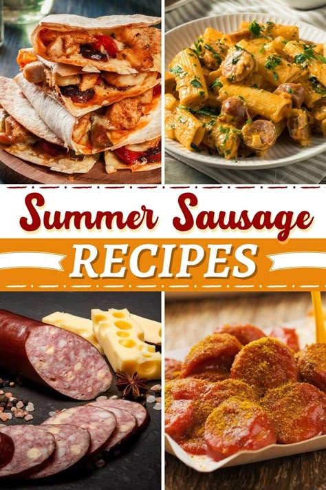 Recipes With Summer Sausage, Summer Sausage Appetizers, Hillshire Farm Sausage Recipes, Venison Summer Sausage Recipe, Homemade Summer Sausage, Beef Sausage Recipes, Summer Sausage Recipes, Ground Sausage Recipes, Sausage Appetizers