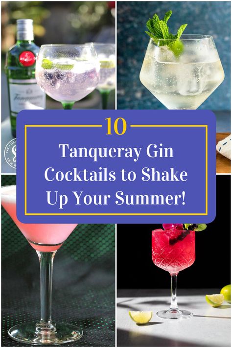 Collage of 4 tanqueray gin cocktails. Tanqueray Drinks Recipes, Tanqueray Gin Cocktails, Hendricks Gin Cocktails, Tanqueray Drinks, Easy To Make Cocktails, Tanqueray Gin, Liquor Recipes, Tonic Recipe, Gin Recipes