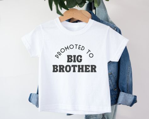 Announcing your pregnancy and celebrating the arrival of a new family member is an unforgettable journey, and our "Promoted to Big Brother" shirts and baby onesies help you share the excitement in style. Crafted with love, these adorable outfits are perfect for pregnancy announcements, baby showers, or simply embracing the special bond between big sisters and their little siblings. With a range of designs and sizes, you can find the perfect match for sisters of all ages. Express the joy of sibli Big Brother Shirts, Big Brother T Shirt, Big Bro Shirt, Gender Reveal Outfit, Promoted To Big Brother, Big Brother Tshirt, Big Sisters, Big Brother Shirt, Sibling Shirts