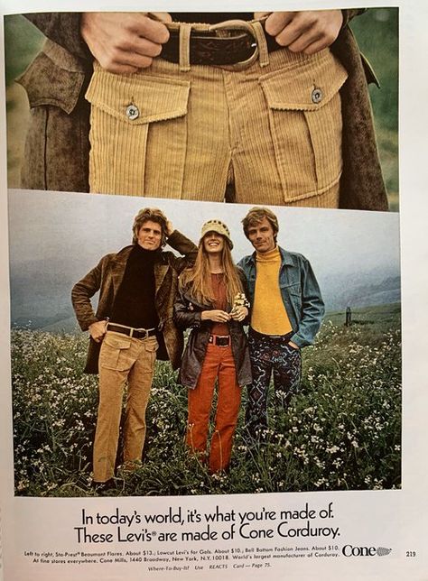 70s Corduroy, Advertising Clothing, 60s And 70s Fashion, 70s Inspired Fashion, Menswear Fashion, Fashion Advertising, 70s Inspired, Print Ad, Inspired Fashion