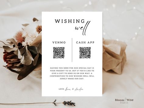 Wedding Qr Code Ideas, Venmo Qr Code Sign Wedding, Wedding Qr Code, Canva Editing, Qr Code Sign, Honeymoon Fund, Wishing Well, Printing Companies, Sign Templates