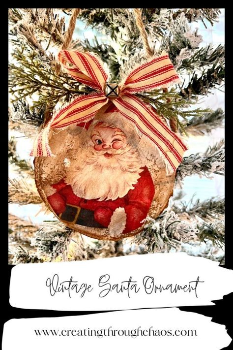 Diy Primitive Christmas Ornaments, Primitive Christmas Ornaments, Diy Xmas Ornaments, Holidays Crafts, Santa Printable, Santa Paintings, Vintage Christmas Crafts, Santa Claus Decorations, Diy Santa