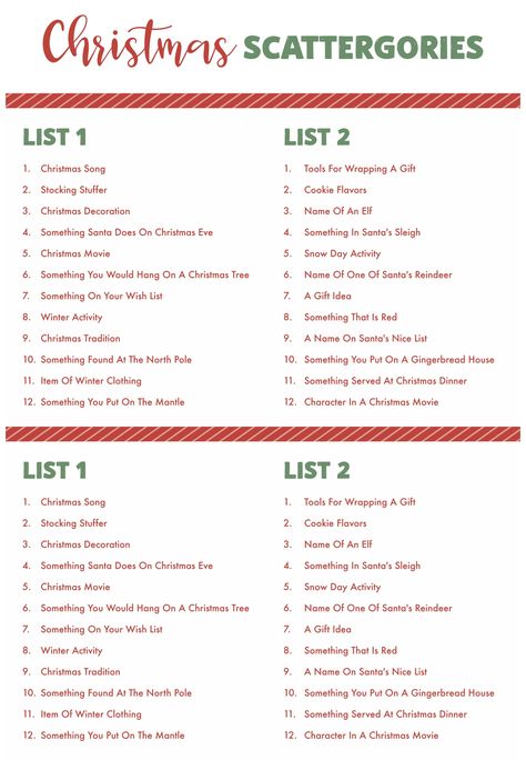 Free Printable Christmas Scattergories, Scattegories Christmas Free Printable, Christmas Scattergories Lists, Scattergories Lists Printable Free, Winter Scattergories, Christmas Scattergories Free Printable, Holiday Scattergories, Scattergories Christmas, Christmas Categories