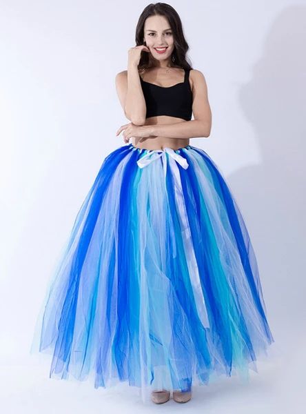 Royal Blue+Green+White Tulle Long Tutu Skirt – Ncocon Sewing Tulle, Long Tutu Skirt, Tulle Overskirt, Tulle Wedding Skirt, Gonna In Tulle, Long Tutu, Blue Tutu, Net Skirt, Gauze Skirts